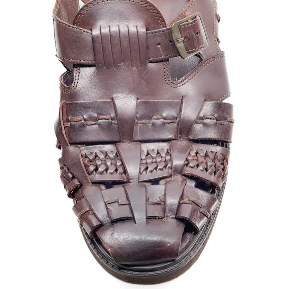 Men's Brown Leather Woven Sandals - Picture 2 of 10